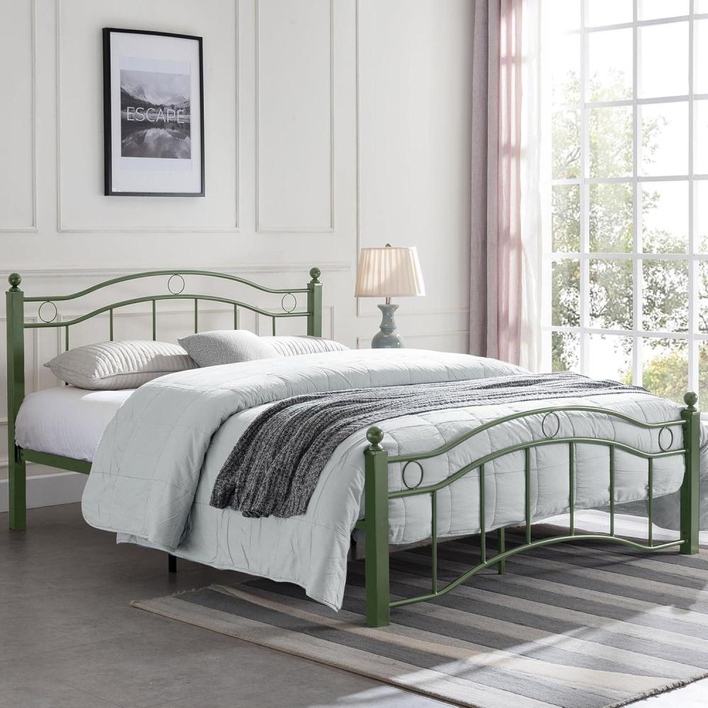 imageChristopher Knight Home Oner Sturdy Metal Full Size Platform Bed Frame with Wavy HeadboardFootboard Full Size Bed Frame No Box Spring Needed Iron Bed Support and Slats Easy Assembly BlackGoldGreen