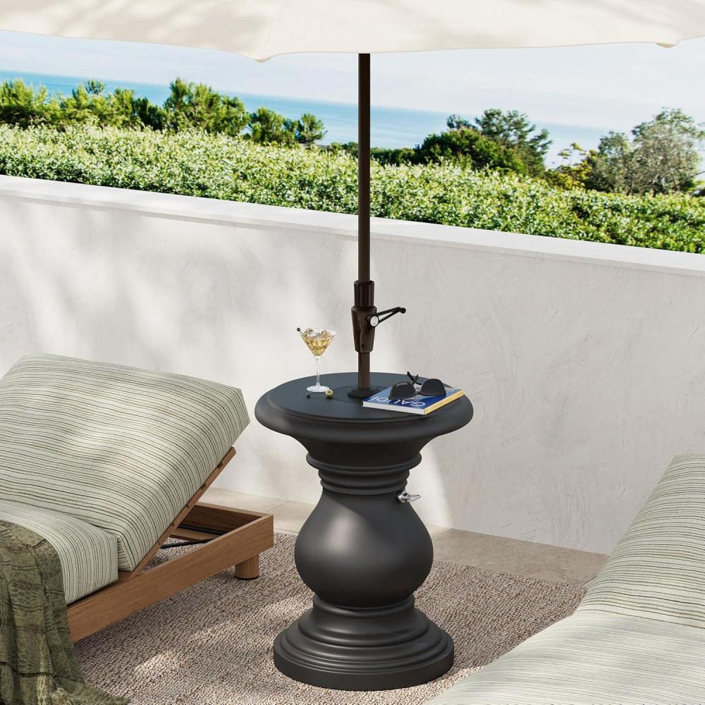 imageChristopher Knight Home Oriana MGO Outdoor Patio Side Table Umbrella Base Heavy Duty Patio Umbrella Stand Outdoor Base with HandTurn Tightening Knob Lounger Small Patio Coffee Table BlackBlack