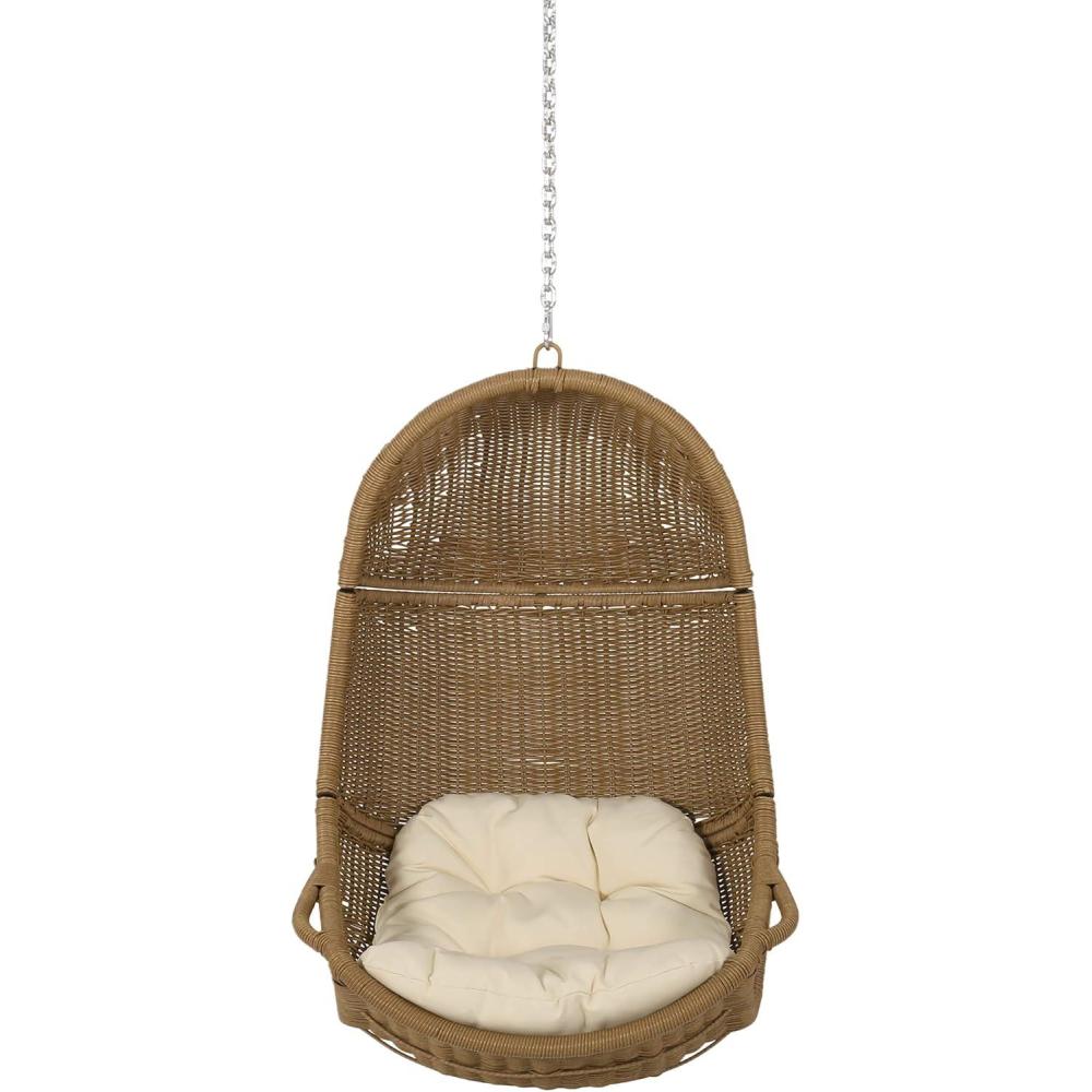 imageChristopher Knight Home Orville Outdoor Hanging Chair Beige  Light BrownLight Brown  Beige