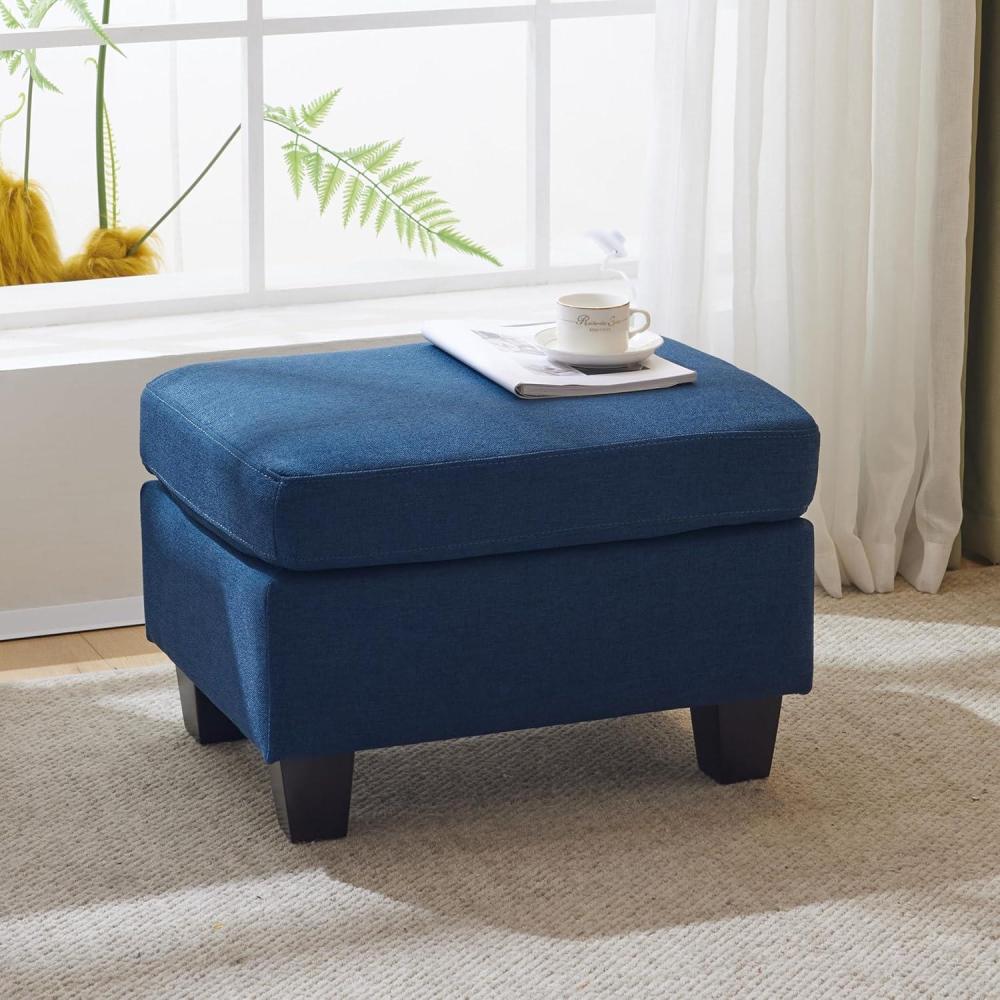 imageChristopher Knight Home Ottoman Foot StoolRectangular Fabric Upholstered OttomanModern Side Table for Living Room Bedroom Birch Wood LegsNavy BlueNavy Blue