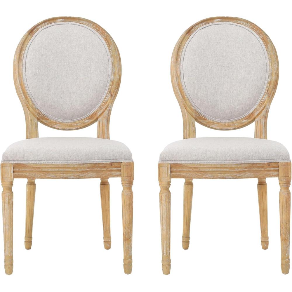 imageChristopher Knight Home Phinnaeus Polyester Beige Fabric Dining Chair Set of 2 2Pcs SetBeige