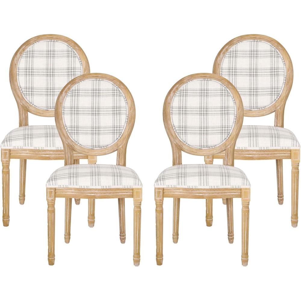 imageChristopher Knight Home Phinnaeus Polyester Beige Fabric Dining Chair Set of 2 2Pcs SetGray Plaid  Light Beige  Natural