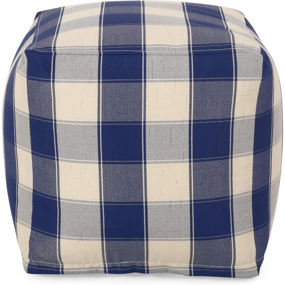 imageChristopher Knight Home Pouf Ivory  Navy Blue