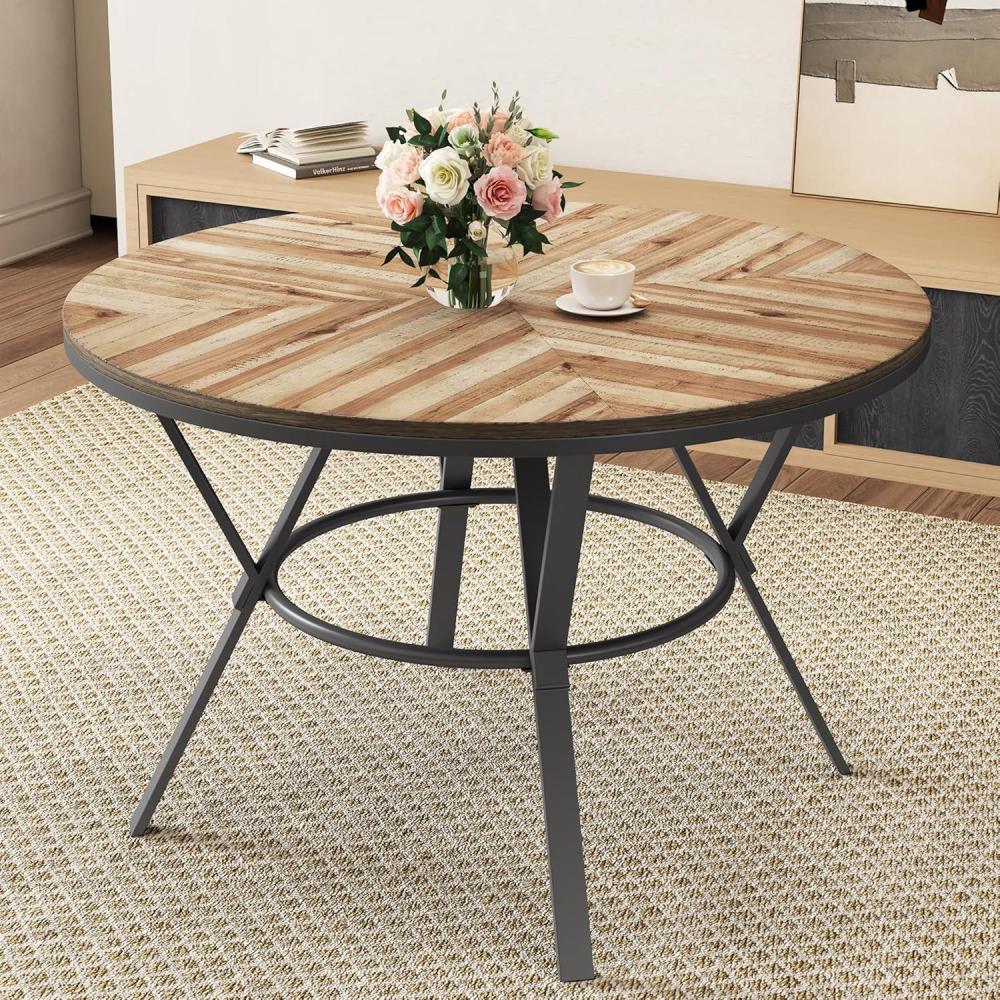 imageChristopher Knight Home Quillson 4685quot Round Dining Table Birch Wood Finish Kitchen Table Splayed Metal Legs Dining Table for 4 Industrial Table for Dining Room Kitchen Home NaturalBlack