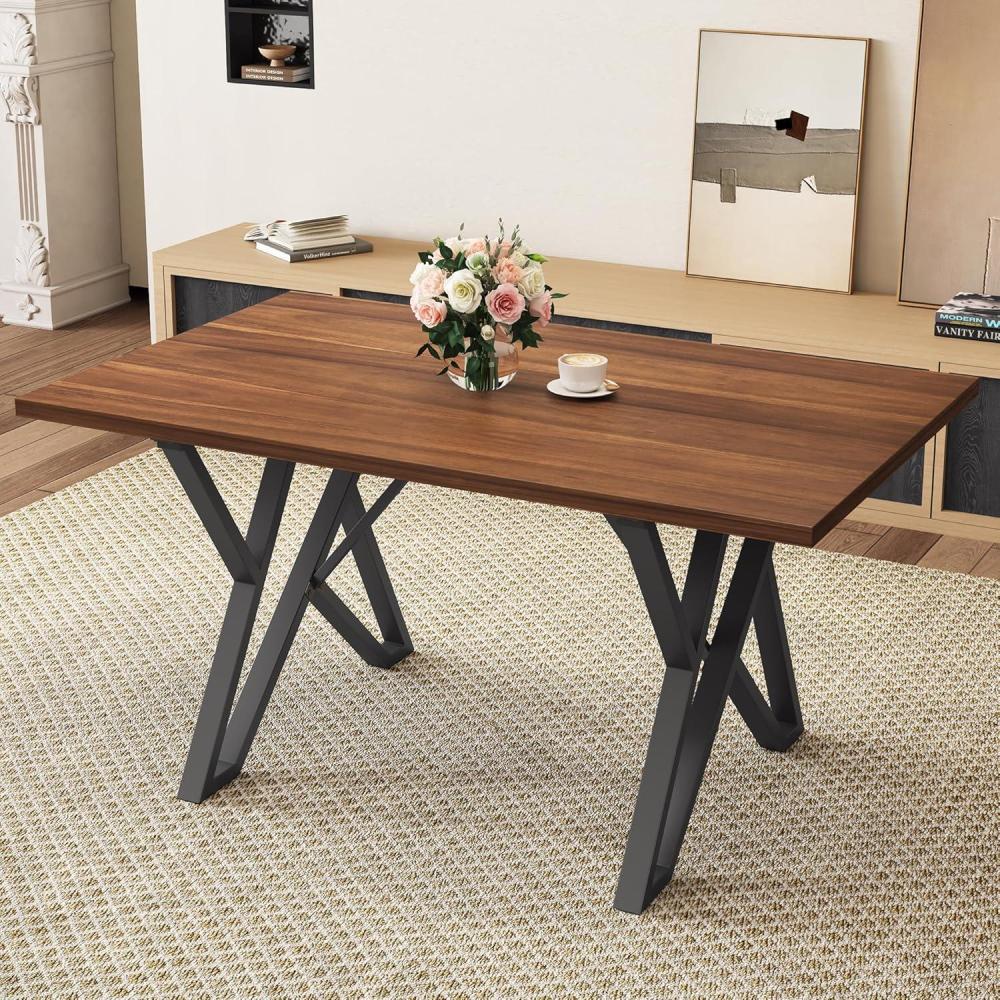 imageChristopher Knight Home Quillson 5904quot Rectangular Dining Table Walnut Finish Kitchen Table Open X Metal Legs Dining Table for 4 Industrial Table for Dining Room Kitchen Home WalnutBlack