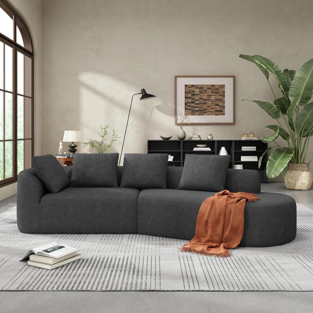imageChristopher Knight Home Randa Upholstered Sectional Sofa for Living Room 5Seater Oversized Chair Cloud Couch Fully Assembled Long Sofa Chaise Lounge Charcoal GrayCharcoal Gray