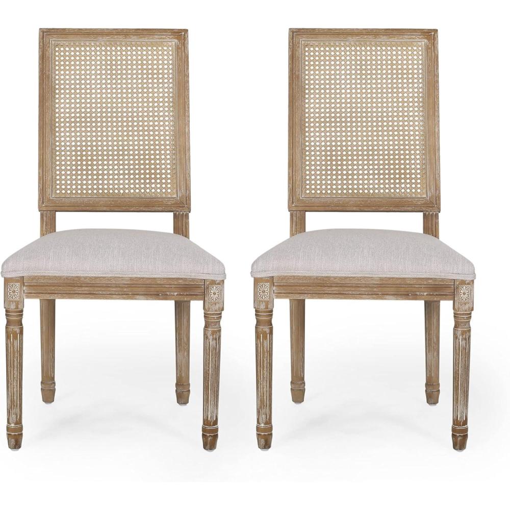imageChristopher Knight Home Regina Dining Chair Wood Beige NaturalLight Gray Natural
