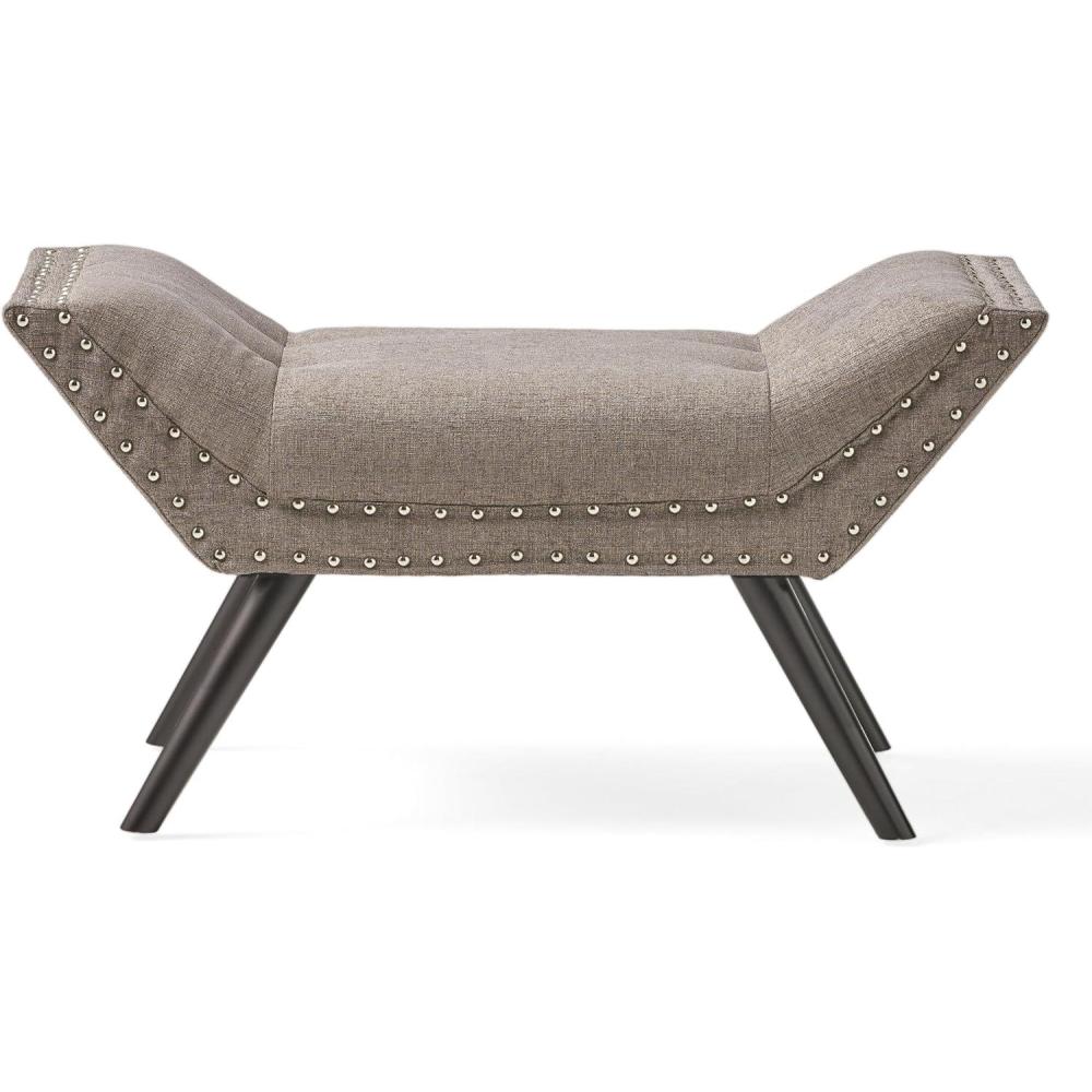 imageChristopher Knight Home Rosalynn Tufted Fabric Ottoman Bench GraniteGrey