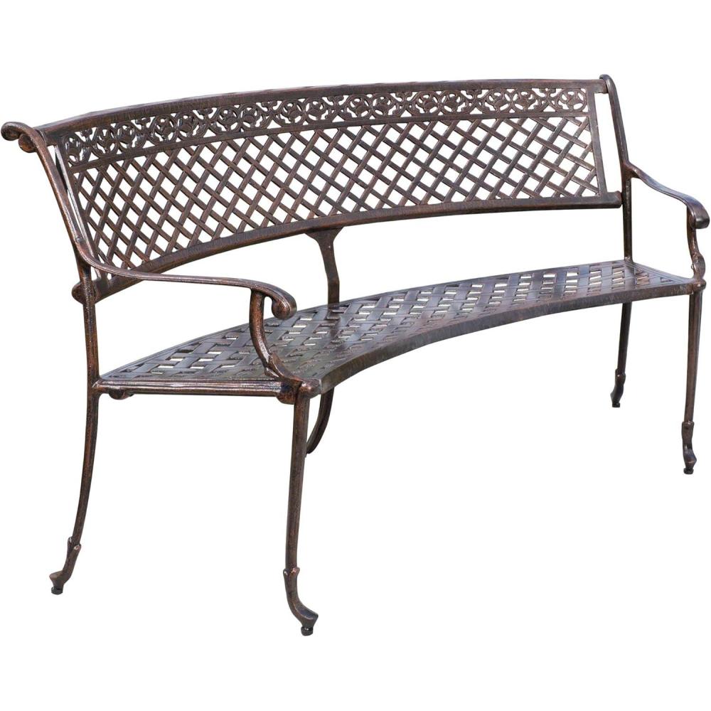 imageChristopher Knight Home Sebastian Outdoor Antique Cast Aluminum Sector Bench Shiny Copper