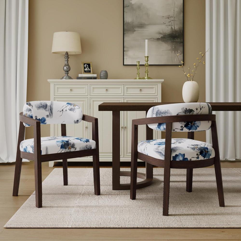 imageChristopher Knight Home Set of 2 Lanford Fabric Upholstered Dining Chairs Curved Backrest Kitchen Side Chair Soft Padded SeatampampBack Cushion Solid Wood Armchair Ergonomic Extra SeatBeigeLight AshEspressobluewhite
