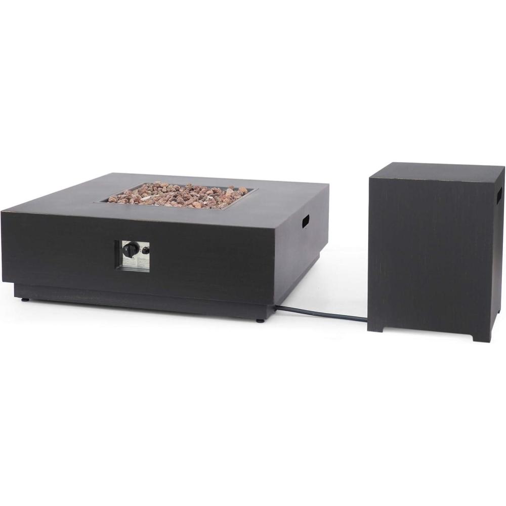 imageChristopher Knight Home Sidney Outdoor 40Inch Square Fire Pit with Tank Holder Brushed Brown