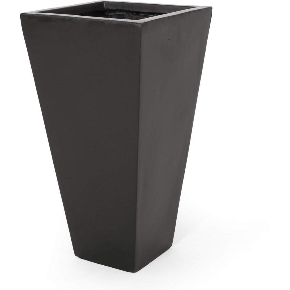 imageChristopher Knight Home Spike Outdoor Modern Medium Cast Stone Planter WhiteBlack