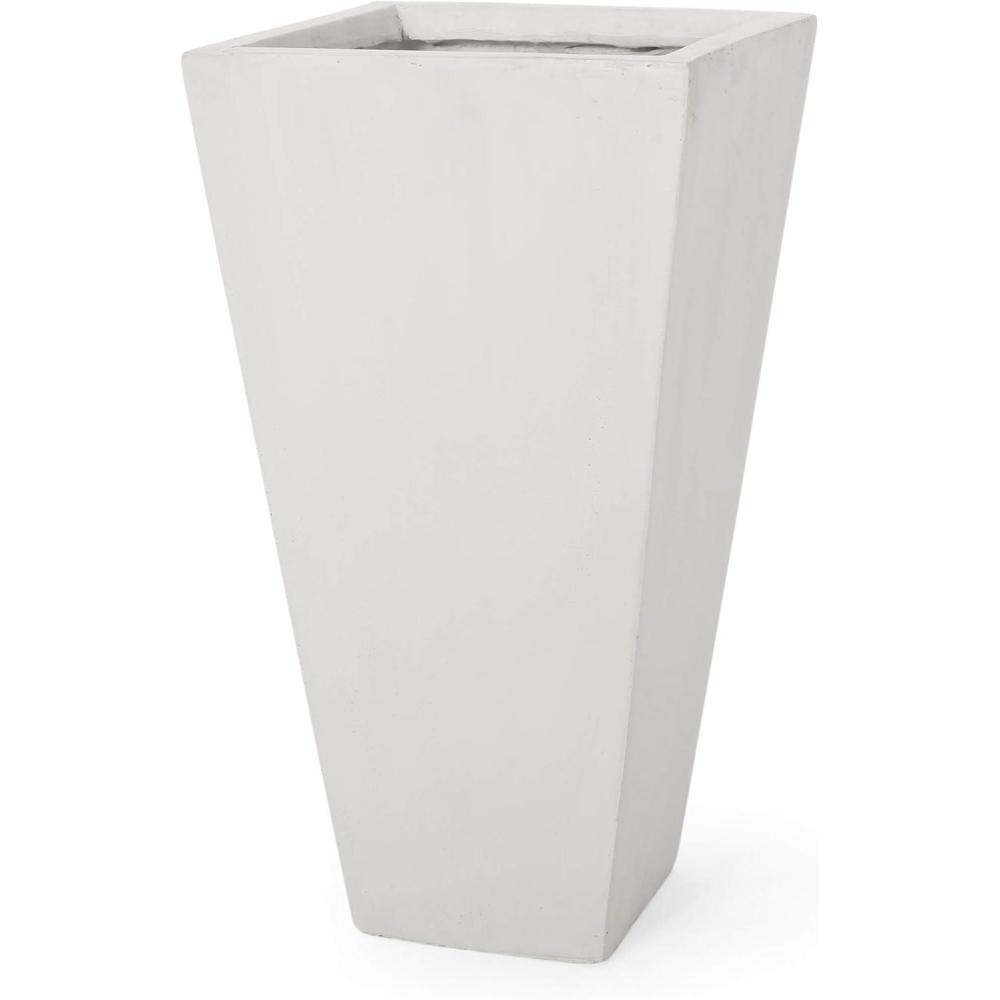 imageChristopher Knight Home Spike Outdoor Modern Medium Cast Stone Planter WhiteWhite