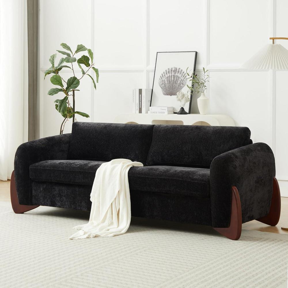 imageChristopher Knight Home Taki 89 Inches Sofa Couch Cozy Chenille Upholstered 3Seater Sofa Wood Frame Couches Comfy Home Sofa Living Room and Office Lounge Seating with Armrests BlackBlack