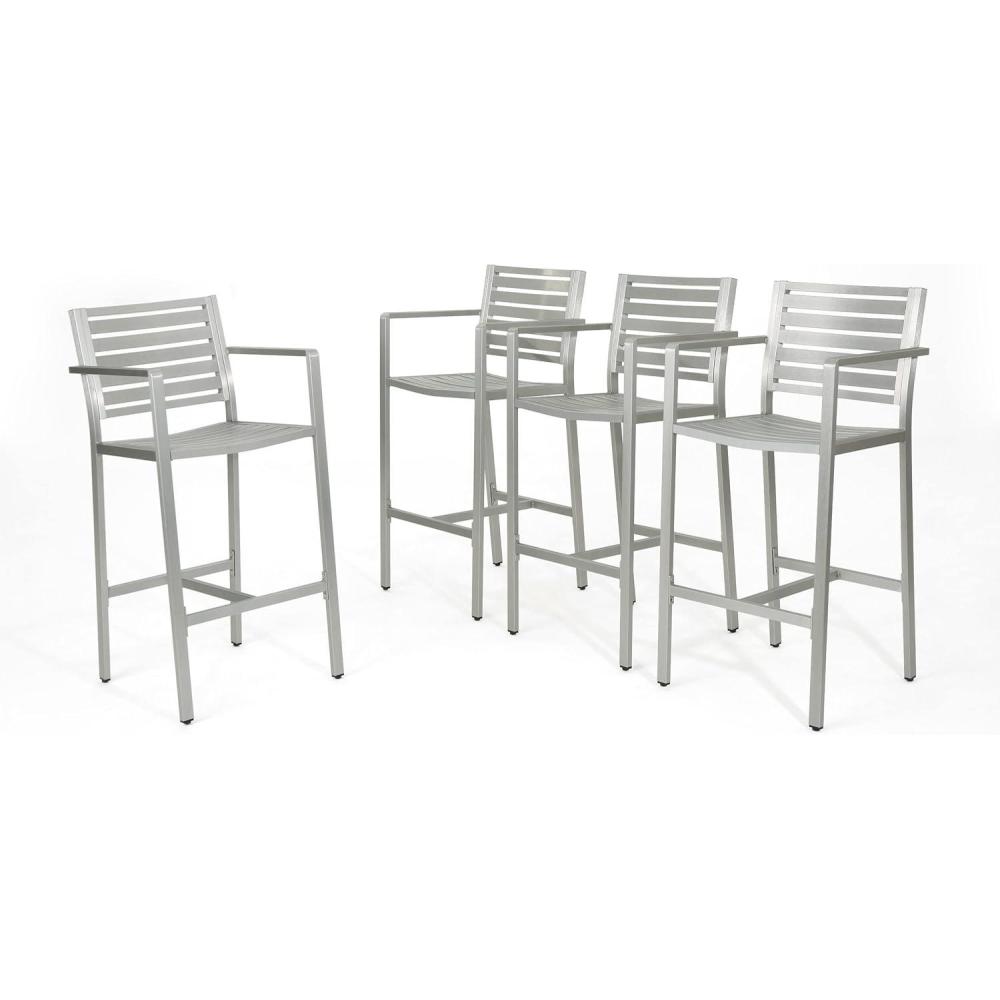 imageChristopher Knight Home Tammy Coral Outdoor Silver RustProof Aluminum 2950 Inch Barstools Set of 4