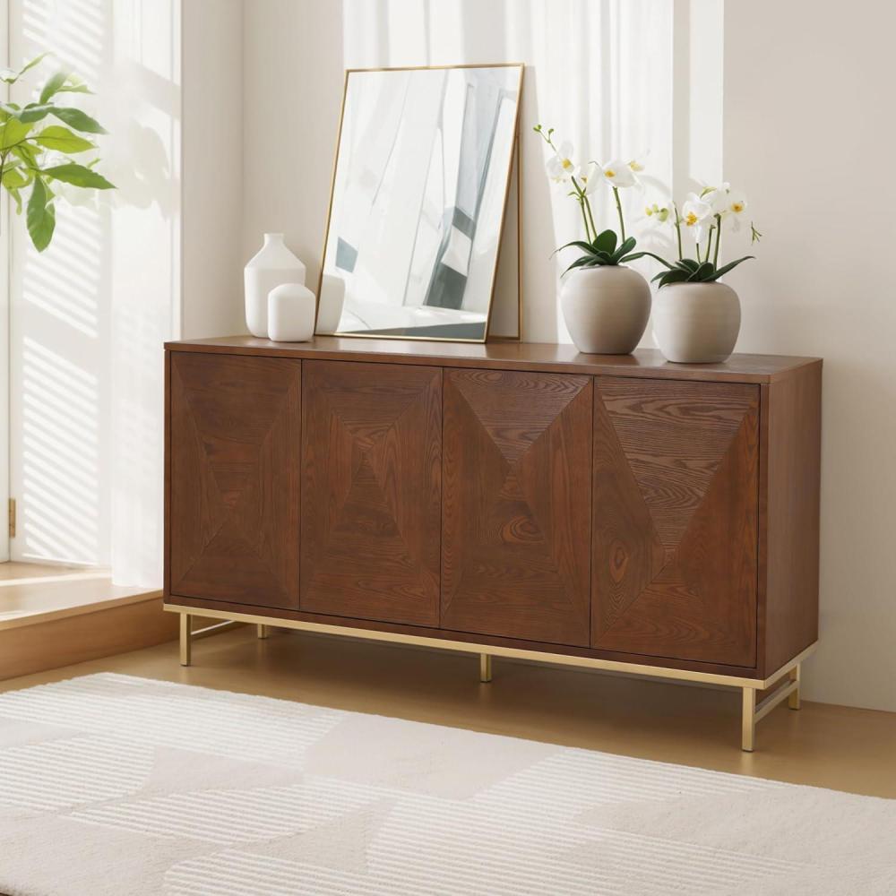 imageChristopher Knight Home Tensie Wooden Sideboard Cabinet Large Sideboard Buffet Cabinet Living Room Accent Storage Cabinet with Adjustable Shelves Kitchen Cabinet Organizer for Coffee Bar BrownBrown