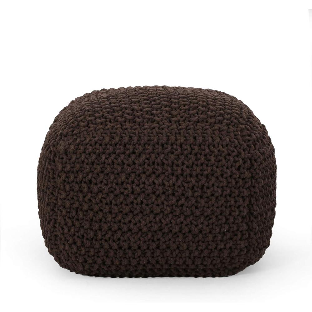 imageChristopher Knight Home Teresa Knitted Cotton Square Pouf Light GreyBrown