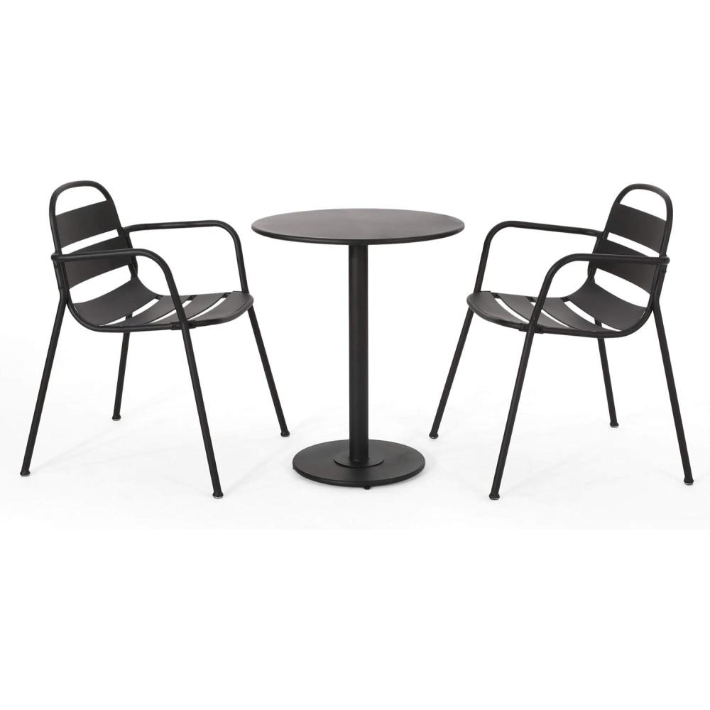 imageChristopher Knight Home Terra Outdoor Bistro Set Matte BlackMatte Black