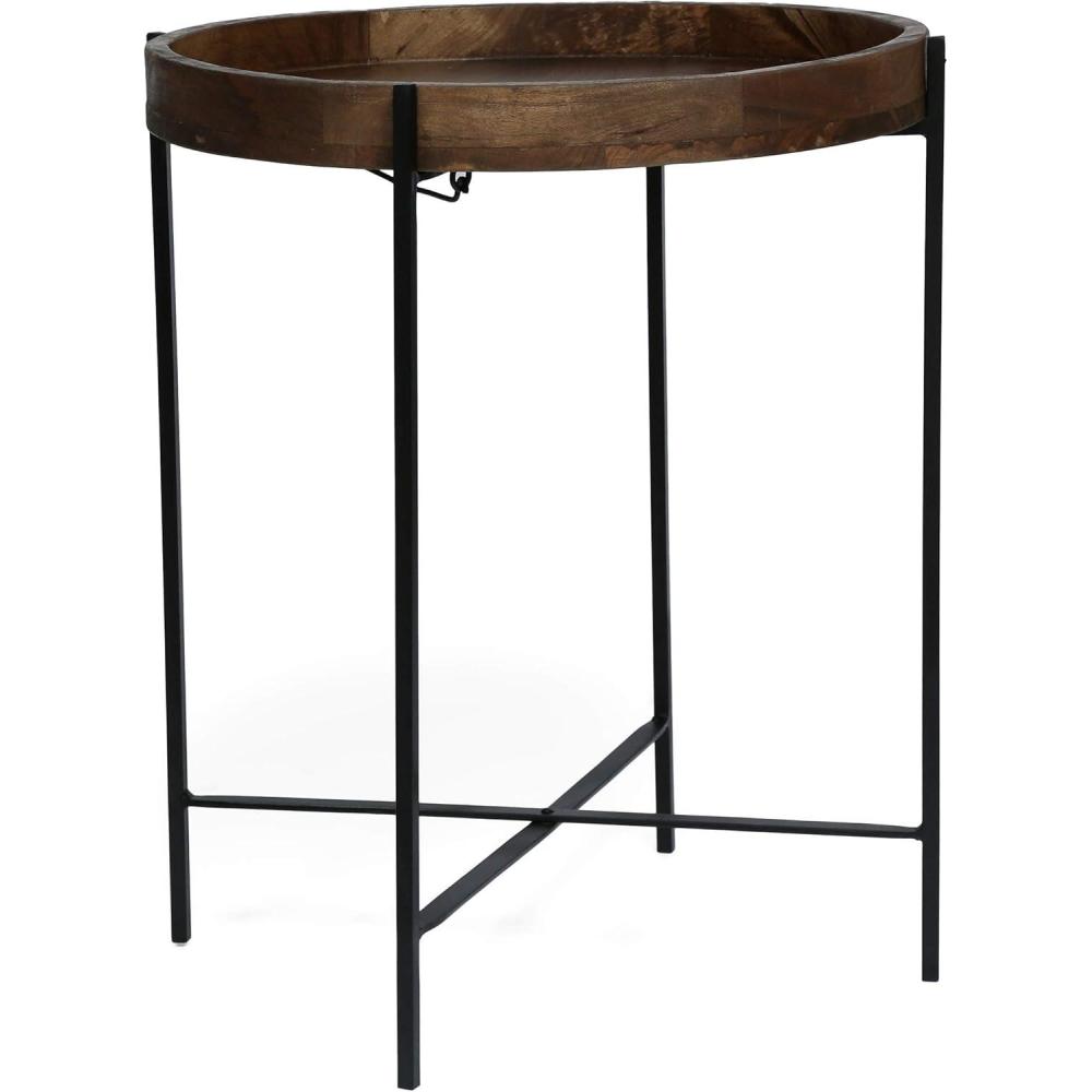imageChristopher Knight Home Tift Handcrafted Folding Tray Top Table Mango Wood and Iron NaturalBlack