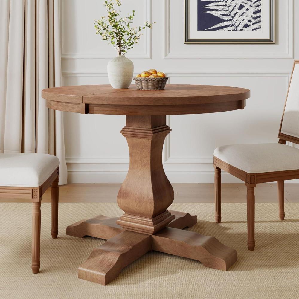 imageChristopher Knight Home Tokin Extendable Dining Room Table for 6 Wooden Round Expandable Kitchen Table Vintage Oval Dining Table for Dining Room Kitchen WalnutWalnut