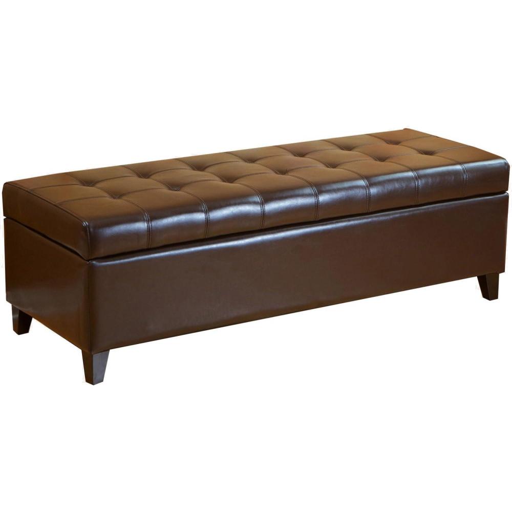 imageChristopher Knight Home Tufted Bonded Leather Ottoman Storage Bench Brown 51 by 19 by 16Brown