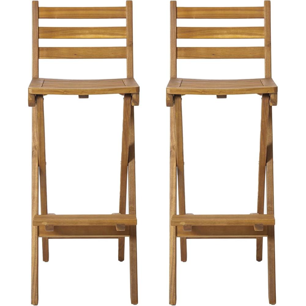 imageChristopher Knight Home Tundra Outdoor Foldable Wood Barstool Set 2Pcs Set NaturalBarstool Set
