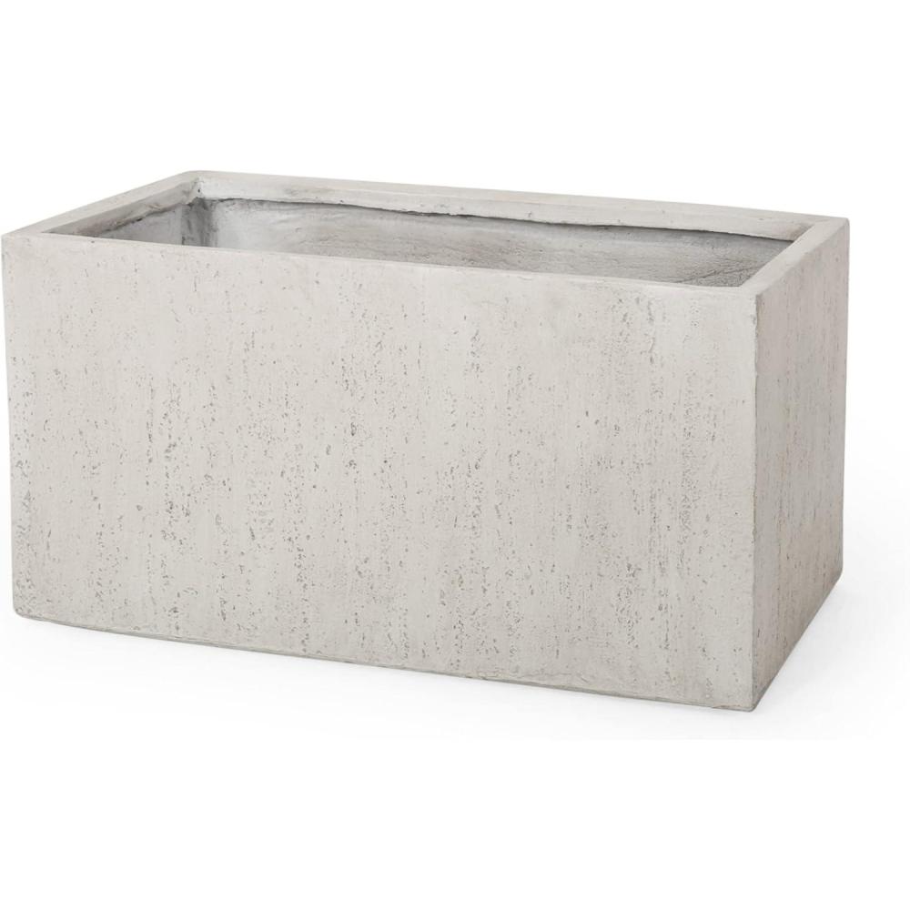 imageChristopher Knight Home Vanessa Outdoor Modern Medium Cast Stone Rectangular Planter Black 1575 D x 3125 W x 1600 HWhite