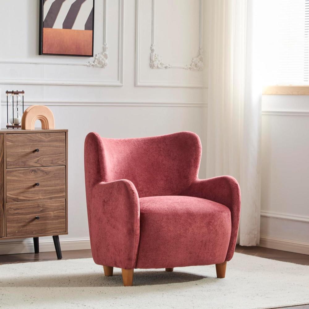 imageChristopher Knight Home Wingback Accent Chair Fabric Club Chair Upholstered Armchair Curved Backrest Single Sofa Soft Cushion Seating Lounge Seat for Living Room Reading Home Rest Off WhiteSmoky Red
