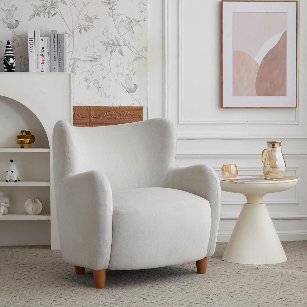 imageChristopher Knight Home Wingback Accent Chair Fabric Club Chair Upholstered Armchair Curved Backrest Single Sofa Soft Cushion Seating Lounge Seat for Living Room Reading Home Rest Off WhiteOff White