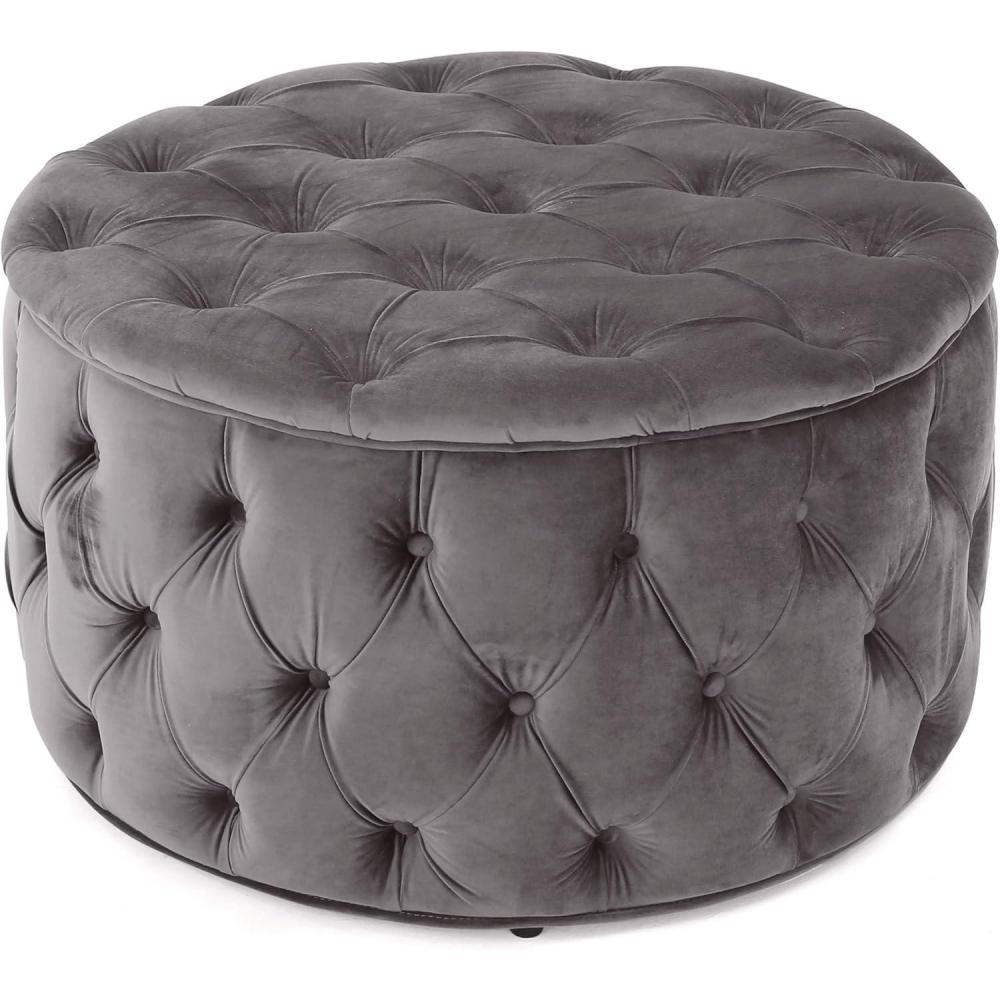imageChristopher Knight Home Zelfa Velvet Ottoman Grey