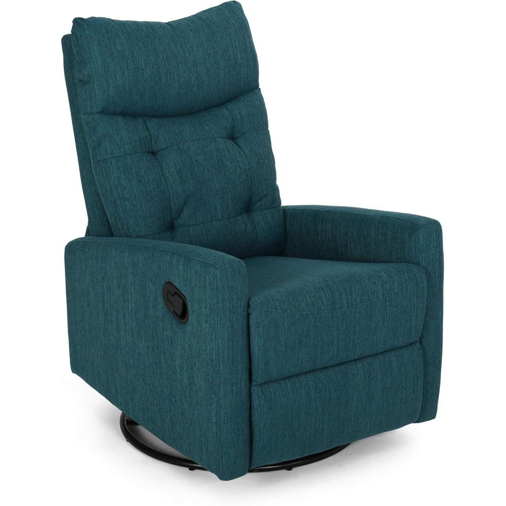 imageGreat Deal Furniture Christopher Knight Home Ishtar Glider Swivel Push Back Nursery Recliner 3575D x 25W x 39H in Beige BlackTeal  Black