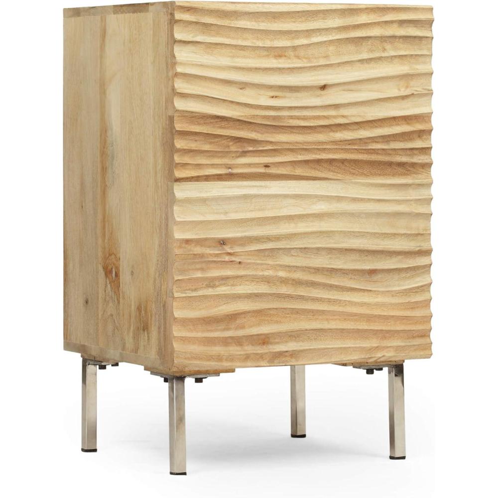 imageGreat Deal Furniture Lesley Modern Mango Wood and Iron Side Table Natural and Black