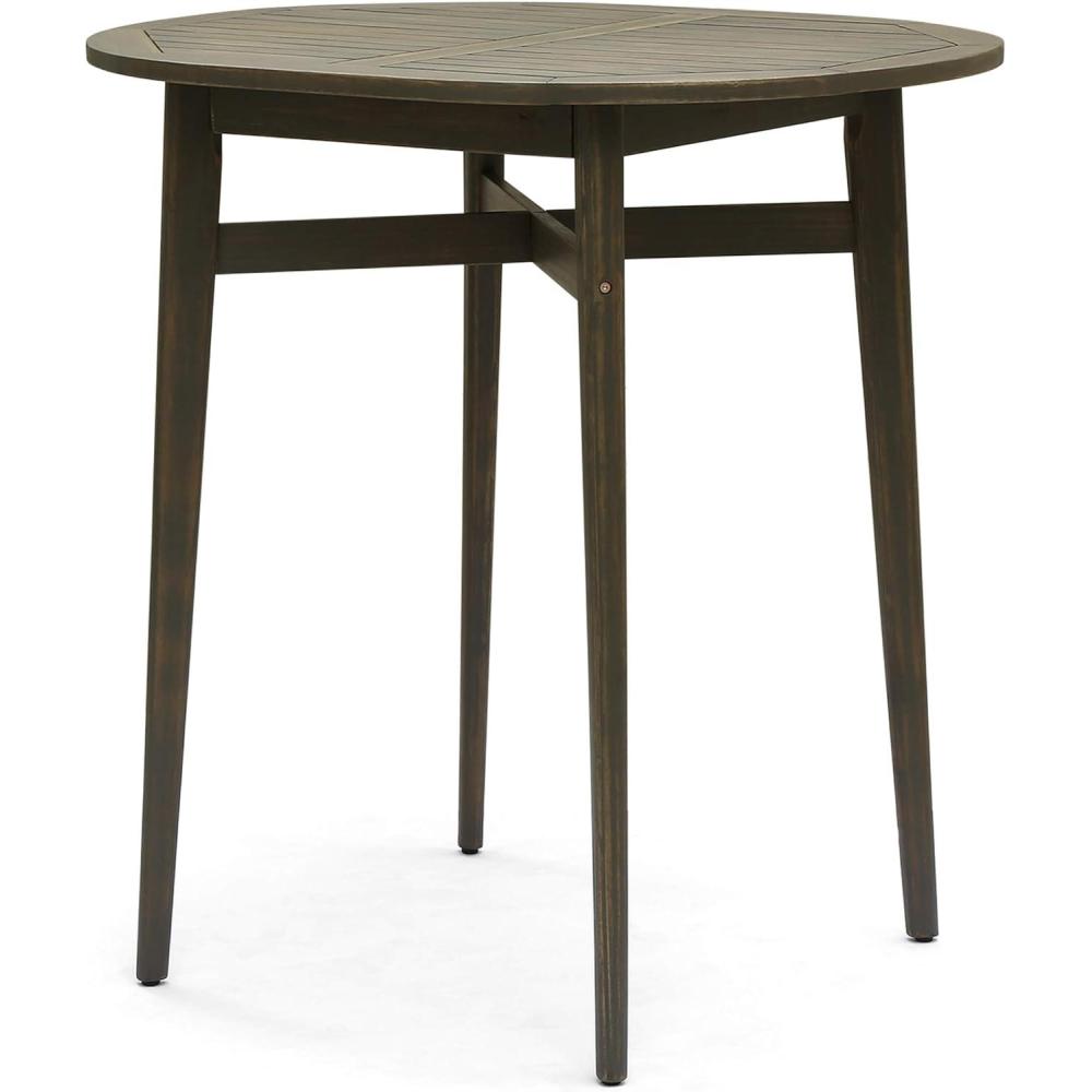 imageGreat Deal Furniture Noble House Stamford Outdoor Acacia Wood Bar Table in TeakGrey