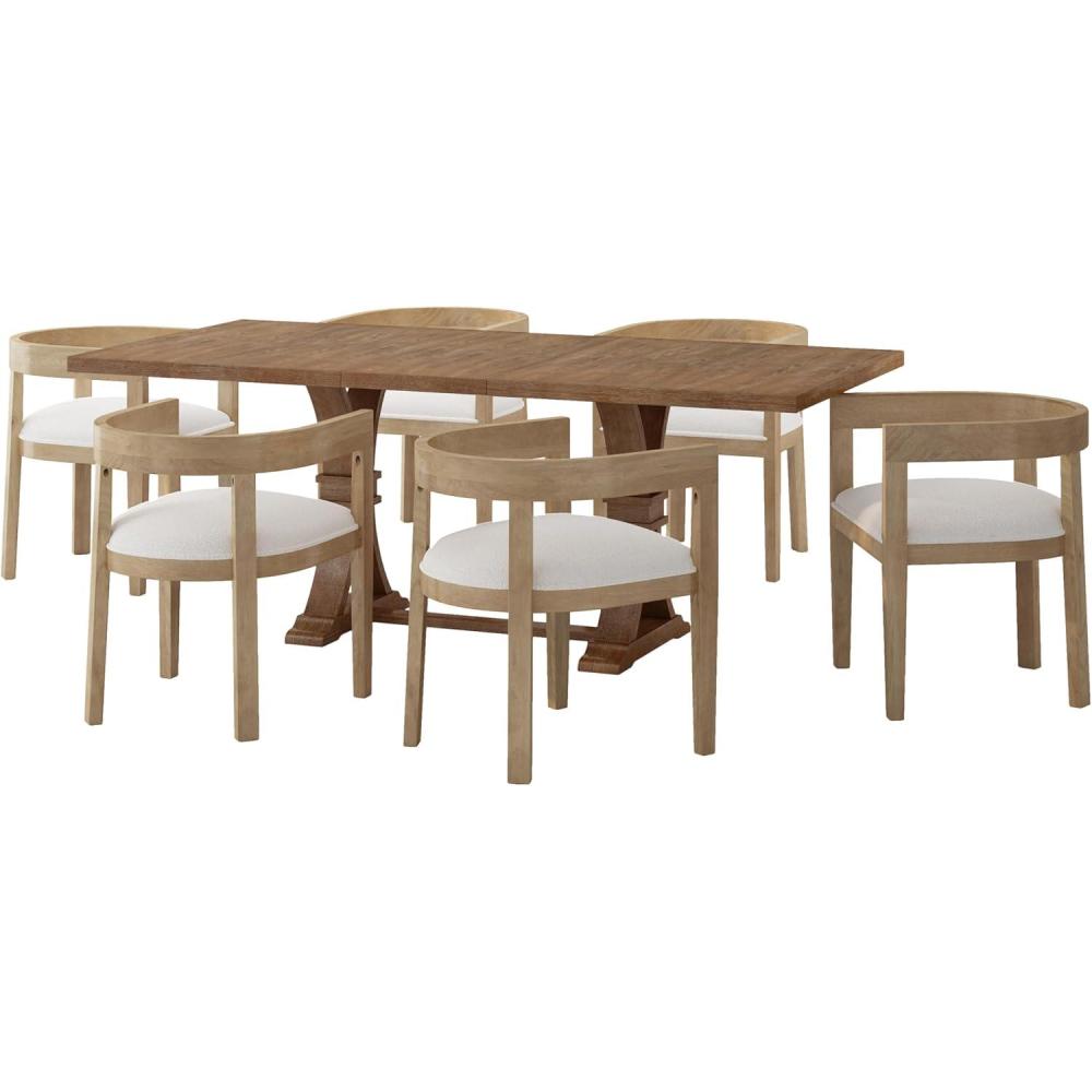 imageHudson 7 Piece Dining Set Fabric and Wood Light AshAlmond