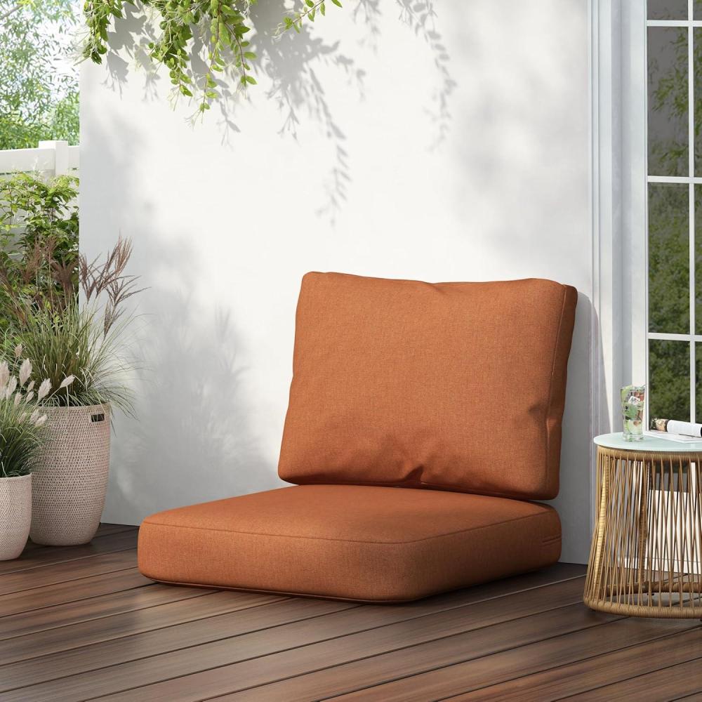 imagePatio Club Chair Cushion Set Outdoor Deep Seat and Back Cushion with WaterRepellent Removable Fabric Cover Comfy Patio Furniture Cushion Set for ChairOrange