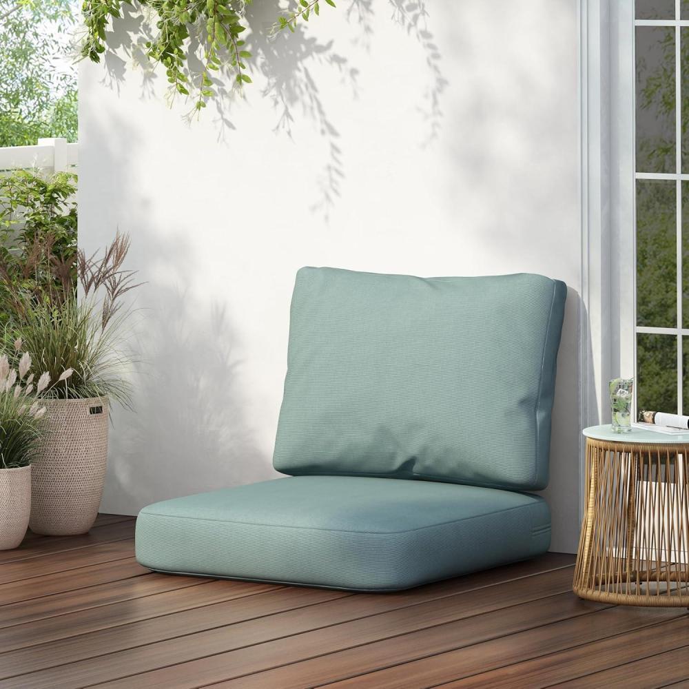 imagePatio Club Chair Cushion Set Outdoor Deep Seat and Back Cushion with WaterRepellent Removable Fabric Cover Comfy Patio Furniture Cushion Set for ChairTeal