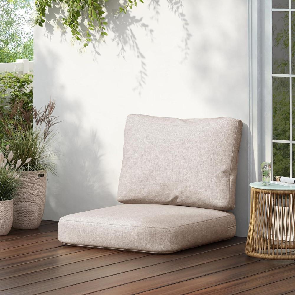 imagePatio Club Chair Cushion Set Outdoor Deep Seat and Back Cushion with WaterRepellent Removable Fabric Cover Comfy Patio Furniture Cushion Set for ChairBeige
