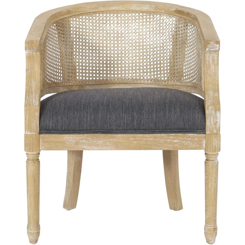 imageSteinaker Accent Chair Wood and Cane BeigeNaturalCharcoal Natural