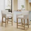Armga Upholstered 26 inch Counter Stools – Beige/Weathered Natural (Set of 2)