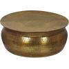 Blairmont Handcrafted Drum Coffee Table – Aluminum – Aged Brass