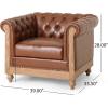 Castalia Tufted Club Chair with Nailhead Trim – Cognac Brown/Natural
