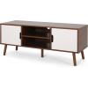 Christopher Knight Hom Lena TV Stand with 2 Doors and 2 Shelves, Walnut, White