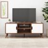 Christopher Knight Hom Lena TV Stand with 2 Doors and 2 Shelves, Walnut, White
