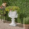 Christopher Knight Home Adonis Traditional Roman Chalice Garden Urn Planter with Lion and Floral Accents, Antique White
