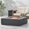 Christopher Knight Home Aidan Dark Grey Square 50K BTU Outdoor Gas Fire Pit Table with Tank Holder