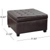 Christopher Knight Home Alexandria Bonded Leather Storage Ottoman, Marbled Brown , 31” x 31”x 18.6”