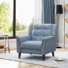 Christopher Knight Home Alisa Mid Century Modern Fabric Arm Chair, Blue and Walnut(Solid)
