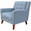 Christopher Knight Home Alisa Mid Century Modern Fabric Arm Chair, Blue and Walnut(Solid)