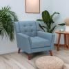 Christopher Knight Home Alisa Mid Century Modern Fabric Arm Chair, Blue and Walnut(Solid)