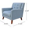 Christopher Knight Home Alisa Mid Century Modern Fabric Arm Chair, Blue and Walnut(Solid)